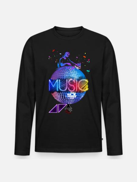 Music DJ, music, disco, leds. - Men's Premium Organic Long Sleeve Shirt - black