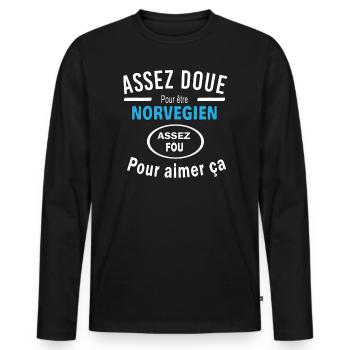 Assez doue pour etre NORVEGIEN - T-shirt manches longues Premium bio Homme - noir - Devant - Nico (187cm)