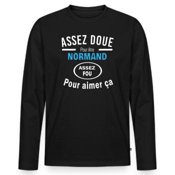 Assez doue pour etre NORMAND - T-shirt manches longues Premium bio Homme - noir - Devant - Nico (187cm)