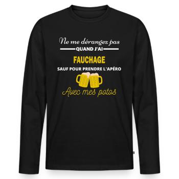Ne me dérangez pas QUAND J'ai l'apéro fauchage - T-shirt manches longues Premium bio Homme - noir - Devant - Nico (187cm)