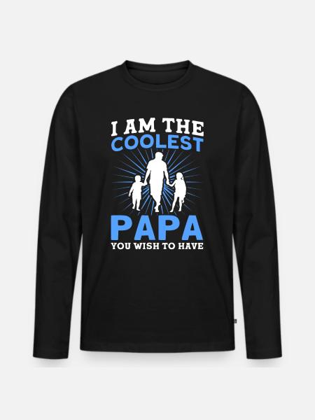 Coolest Father Dad Papa - Men's Premium Organic Long Sleeve Shirt - black