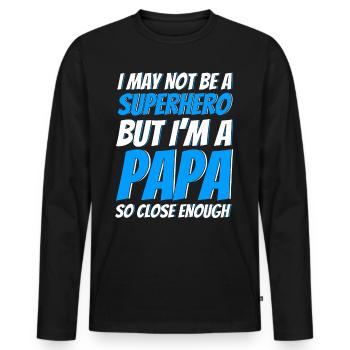 Superheld Vater Vati Papa - Männer Premium Bio Langarmshirt - Schwarz - Vorne - Nico (187cm)