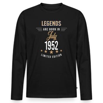Legends are born in July 1952 - Men's Premium Organic Long Sleeve Shirt - black - Front - Nico (187cm)