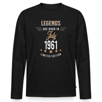 Legends are born in July 1961 - T-shirt manches longues Premium bio Homme - noir - Devant - Nico (187cm)