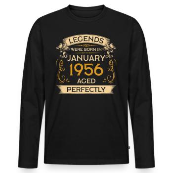 Geburtstag Legends Were Born In Januar 1956 - Männer Premium Bio Langarmshirt - Schwarz - Vorne - Nico (187cm)