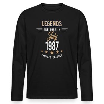 Legends werden im Juli 1987 geboren - Männer Premium Bio Langarmshirt - Schwarz - Vorne - Nico (187cm)