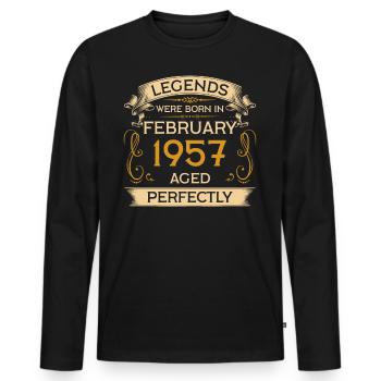 Birthday Legends est né en février 1957 - T-shirt manches longues Premium bio Homme - noir - Devant - Nico (187cm)