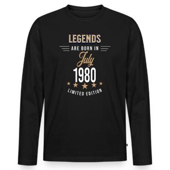 Legends werden im Juli 1980 geboren - Männer Premium Bio Langarmshirt - Schwarz - Vorne - Nico (187cm)