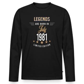 Legends werden im Juli 1981 geboren - Männer Premium Bio Langarmshirt - Schwarz - Vorne - Nico (187cm)