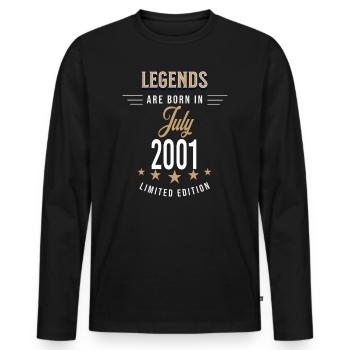 Legends werden im Juli 2001 geboren - Männer Premium Bio Langarmshirt - Schwarz - Vorne - Nico (187cm)