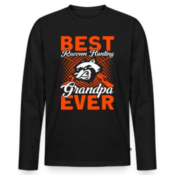 Grandpa Raccoon Hunting Raccoon Hunter Hunting Holiday - Men's Premium Organic Long Sleeve Shirt - black - Front - Nico (187cm)