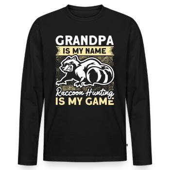Grand-père raton laveur Chasse au raton laveur Chasse Vacances - T-shirt manches longues Premium bio Homme - noir - Devant - Nico (187cm)