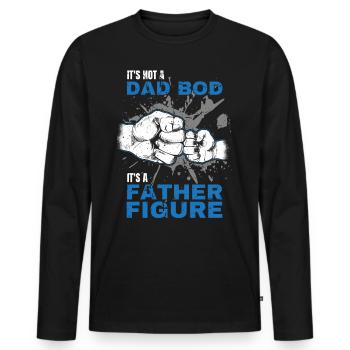 Papa Bod Fier Papa Disant avec Fist Bump - T-shirt manches longues Premium bio Homme - noir - Devant - Nico (187cm)