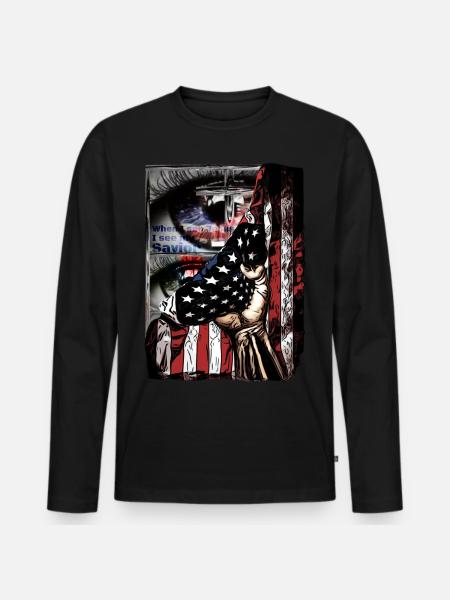 Design for Church Employees American Flag - Men's Premium Organic Long Sleeve Shirt - black