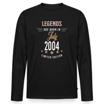 Legends are born in July 2004 - Men's Premium Organic Long Sleeve Shirt - black - Front - Nico (187cm)
