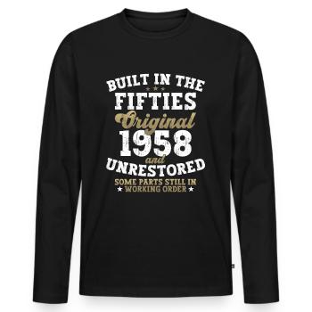 Built in the fifties 1958 64. Geburtstag Herren - Männer Premium Bio Langarmshirt - Schwarz - Vorne - Nico (187cm)