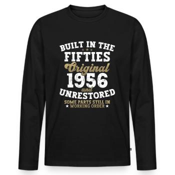 Built in the fifties 1956 66. Geburtstag Herren - Männer Premium Bio Langarmshirt - Schwarz - Vorne - Nico (187cm)
