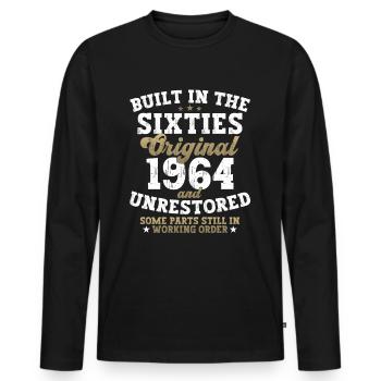 Built in the sixties 1964 58. Geburtstag Herren - Männer Premium Bio Langarmshirt - Schwarz - Vorne - Nico (187cm)