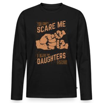 Zwei Töchter Fist bump Father Figure für Vater - Männer Premium Bio Langarmshirt - Schwarz - Vorne - Nico (187cm)