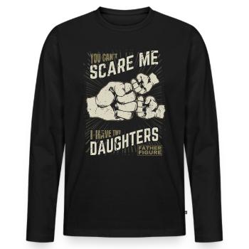 Zwei Töchter Fist bump Father Figure für Vater - Männer Premium Bio Langarmshirt - Schwarz - Vorne - Nico (187cm)