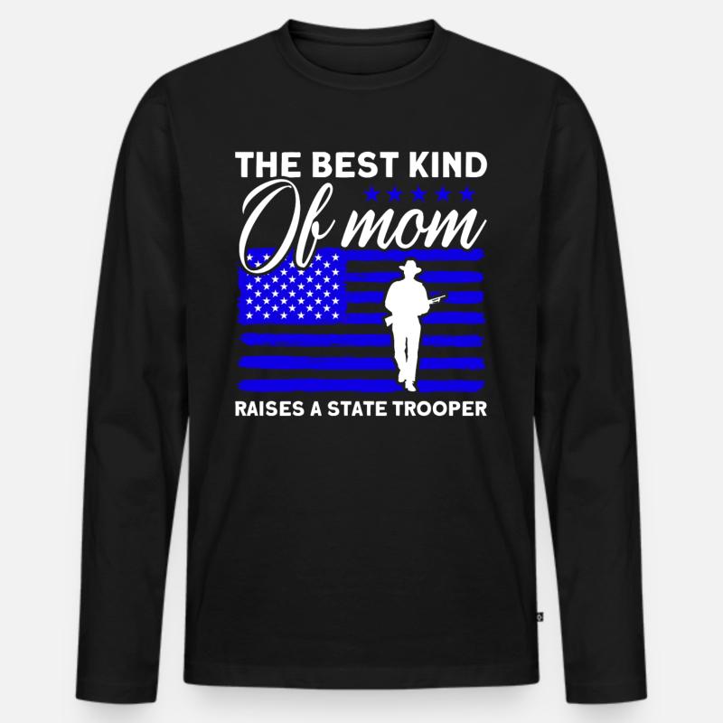 Mama Polizeibeamter Polizeidienst Polizist - Männer Premium Bio Langarmshirt - Schwarz