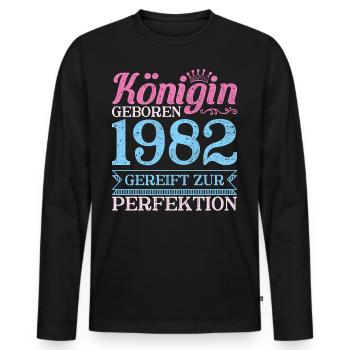 Vintage Königin Geboren 1982 40ter 40. Geburtstag - Männer Premium Bio Langarmshirt - Schwarz - Vorne - Nico (187cm)