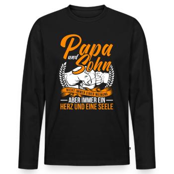Papa und Sohn Spruch Vater Sohn Partnerlook - Männer Premium Bio Langarmshirt - Schwarz - Vorne - Nico (187cm)