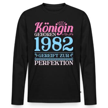 Königin Geboren 1982 40ter 40. Geburtstag Frau - Männer Premium Bio Langarmshirt - Schwarz - Vorne - Nico (187cm)