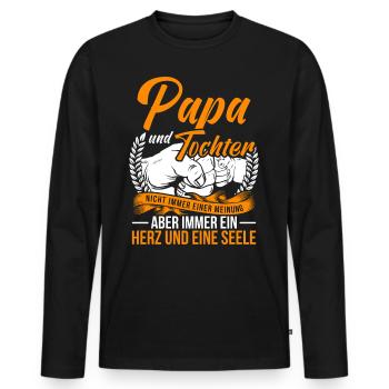 Papa und Tochter Spruch Vater Tochter Partnerlook - Männer Premium Bio Langarmshirt - Schwarz - Vorne - Nico (187cm)