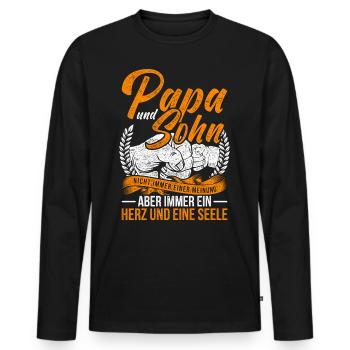 Vintage Papa Sohn Spruch Vater Sohn Partnerlook - Männer Premium Bio Langarmshirt - Schwarz - Vorne - Nico (187cm)