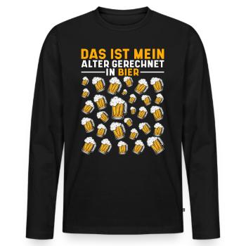 Das Ist Mein Alter In Bier 30ter 30. Geburtstag - Männer Premium Bio Langarmshirt - Schwarz - Vorne - Nico (187cm)