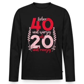 Vierzigster Geburtstag 40. Frauen 40 Jahre - Männer Premium Bio Langarmshirt - Schwarz - Vorne - Nico (187cm)