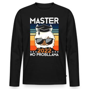 Master 2022 No Probllama Spruch Master - Männer Premium Bio Langarmshirt - Schwarz - Vorne - Nico (187cm)