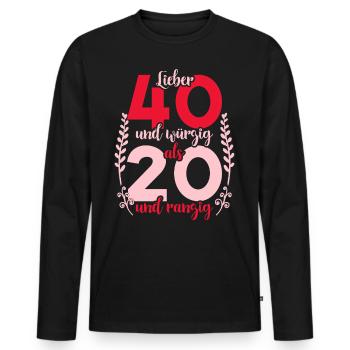 Vierzigster Geburtstag 40. Frauen 40 Jahre - Männer Premium Bio Langarmshirt - Schwarz - Vorne - Nico (187cm)