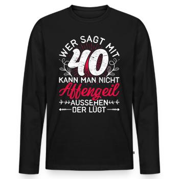 Vierzigster Geburtstag Geschenk 40 Damen - Männer Premium Bio Langarmshirt - Schwarz - Vorne - Nico (187cm)