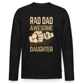 Rad Dad - Génial comme ma fille - Fist Bump - T-shirt manches longues Premium bio Homme - noir - Devant - Nico (187cm)