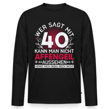Vintage Geschenk Damen Vierzigster Geburtstag 40 - Männer Premium Bio Langarmshirt - Schwarz - Vorne - Nico (187cm)