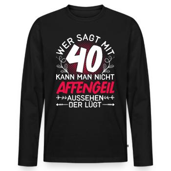 Vierzigster Geburtstag 40 Geschenk Damen - Männer Premium Bio Langarmshirt - Schwarz - Vorne - Nico (187cm)