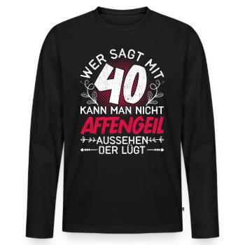 Vintage Vierzigster Geburtstag 40 Geschenk Damen - Männer Premium Bio Langarmshirt - Schwarz - Vorne - Nico (187cm)