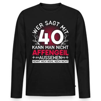 Geschenk Damen Vierzigster Geburtstag 40 - Männer Premium Bio Langarmshirt - Schwarz - Vorne - Nico (187cm)