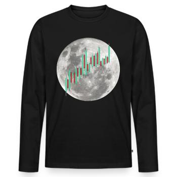 Crypto Trading Stock Chart Cot to the Moon - T-shirt manches longues Premium bio Homme - noir - Devant - Nico (187cm)