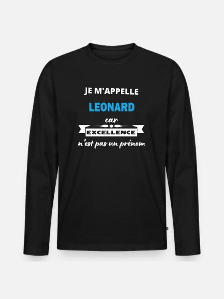 Je m'appelle excellence Leonard - T-shirt manches longues Premium bio Homme - noir