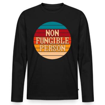 NFT Art Cypto Fan Quote Non Fungible Person - Männer Premium Bio Langarmshirt - Schwarz - Vorne - Nico (187cm)