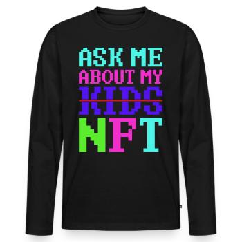 Crypto NFT Fathers Day Funny Kids Gift - Männer Premium Bio Langarmshirt - Schwarz - Vorne - Nico (187cm)