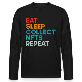 Vintage Crypto Art May Start Talking About NFT - Men's Premium Organic Long Sleeve Shirt - black - Front - Nico (187cm)