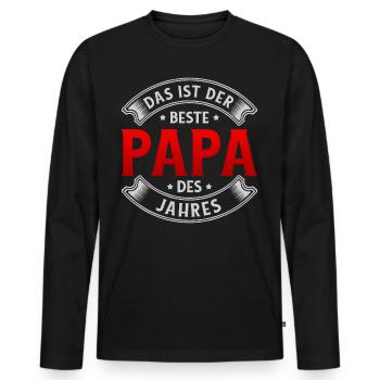 Das Ist Der Beste Papa Des Jahres Geschenk Vater - Männer Premium Bio Langarmshirt - Schwarz - Vorne - Nico (187cm)