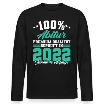 100 % Abitur 2022 Abiturientin Abiturient - Männer Premium Bio Langarmshirt - Schwarz - Vorne - Nico (187cm)