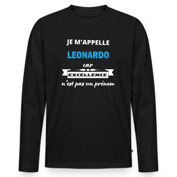 Je m'appelle excellence Leonardo - T-shirt manches longues Premium bio Homme - noir - Devant - Nico (187cm)
