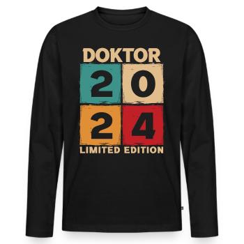 Doktor 2024 Doktorand Promotion Dissertation - Männer Premium Bio Langarmshirt - Schwarz - Vorne - Nico (187cm)