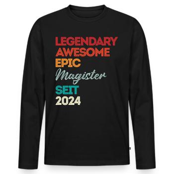 Magister 2024 Spruch Magisterabschluss - Männer Premium Bio Langarmshirt - Schwarz - Vorne - Nico (187cm)